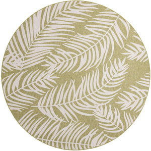 Green 10' x 10' Outdoor Botanical Round Area Rug Weather Resistant for Patio, Deck, Terrace, Balcony, Porch Polypropylene Garden Floral Tropical Carpet for Sale at Rug Engine