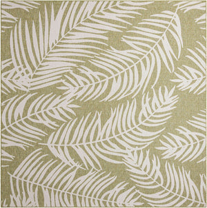 Green 10' x 10' Outdoor Botanical Square Area Rug Weather Resistant for Patio, Deck, Terrace, Balcony, Porch Polypropylene Garden Floral Tropical Carpet for Sale at Rug Engine