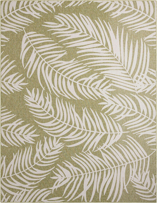 Green 10' x 13' 1 Outdoor Botanical Rectangle Area Rug Weather Resistant for Patio, Deck, Terrace, Balcony, Porch Polypropylene Garden Floral Tropical Carpet for Sale at Rug Engine
