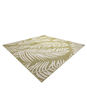 Green 12' x 12' Outdoor Botanical Square Area Rug Weather Resistant for Patio, Deck, Terrace, Balcony, Porch Polypropylene Garden Floral Tropical Carpet for Sale at Rug Engine