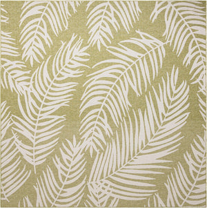 Green 12' x 12' Outdoor Botanical Square Area Rug Weather Resistant for Patio, Deck, Terrace, Balcony, Porch Polypropylene Garden Floral Tropical Carpet for Sale at Rug Engine