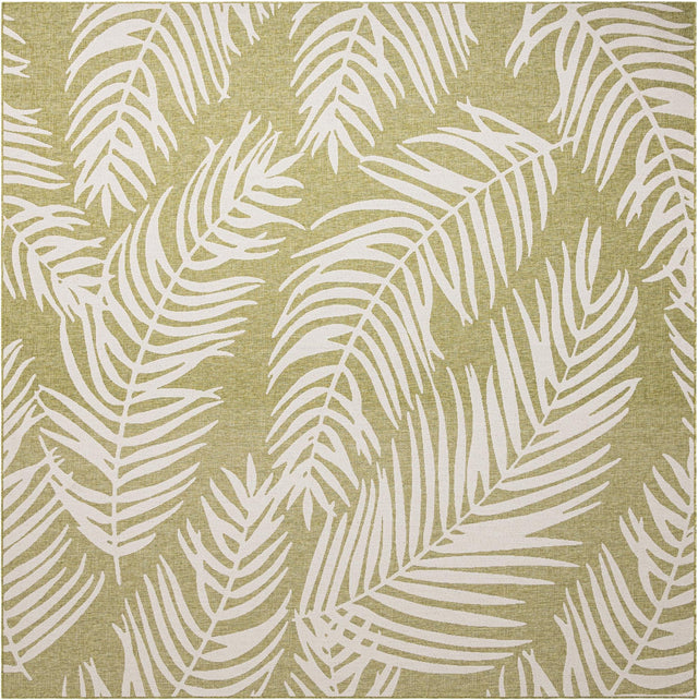 Green 12' x 12' Outdoor Botanical Square Area Rug Weather Resistant for Patio, Deck, Terrace, Balcony, Porch Polypropylene Garden Floral Tropical Carpet for Sale at Rug Engine