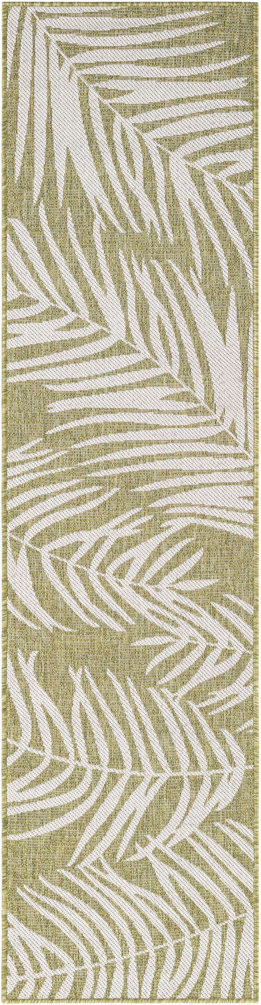Green 2' x 8' Outdoor Botanical Runner Area Rug Weather Resistant for Patio, Deck, Terrace, Balcony, Porch Polypropylene Garden Floral Tropical Carpet for Sale at Rug Engine