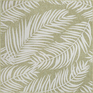Green 7' 10 x 7' 10 Outdoor Botanical Square Area Rug Weather Resistant for Patio, Deck, Terrace, Balcony, Porch Polypropylene Garden Floral Tropical Carpet for Sale at Rug Engine