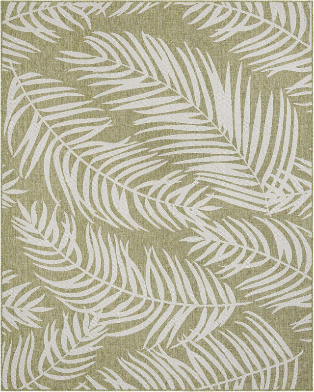 Green 7' 10 x 10' Outdoor Botanical Rectangle Area Rug Weather Resistant for Patio, Deck, Terrace, Balcony, Porch Polypropylene Garden Floral Tropical Carpet for Sale at Rug Engine