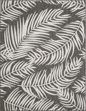 Charcoal 7' 10 x 10' Outdoor Botanical Rectangle Area Rug Weather Resistant for Patio, Deck, Terrace, Balcony, Porch Polypropylene Garden Floral Tropical Carpet for Sale at Rug Engine