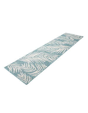 Light Aqua 2' 7 x 10' Outdoor Botanical Runner Area Rug Weather Resistant for Patio, Deck, Terrace, Balcony, Porch Polypropylene Garden Floral Tropical Carpet for Sale at Rug Engine