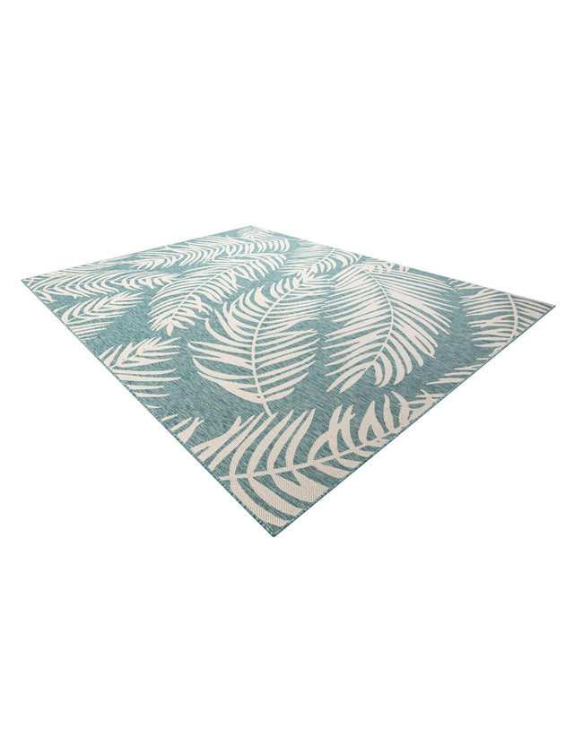 Light Aqua 10' x 13' 1 Outdoor Botanical Rectangle Area Rug Weather Resistant for Patio, Deck, Terrace, Balcony, Porch Polypropylene Garden Floral Tropical Carpet for Sale at Rug Engine