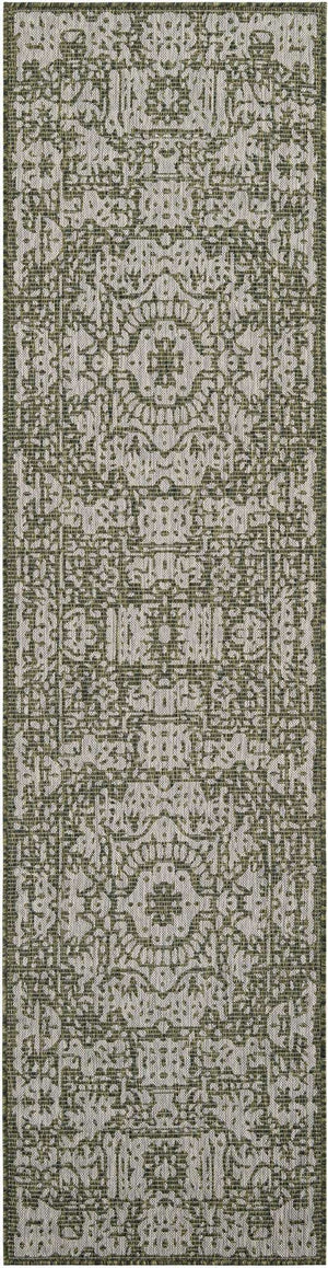 Green 2' 7 x 10' Outdoor Traditional Runner Area Rug Weather Resistant for Patio, Deck, Terrace, Balcony, Porch Classical Design Outside Carpet for Sale at Rug Engine