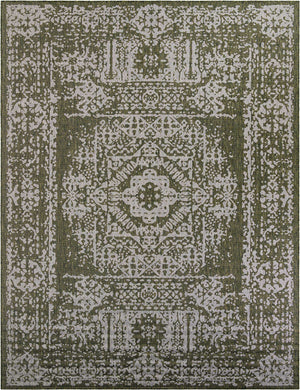 Green 10' x 13' 1 Outdoor Traditional Rectangle Area Rug Weather Resistant for Patio, Deck, Terrace, Balcony, Porch Classical Design Outside Carpet for Sale at Rug Engine