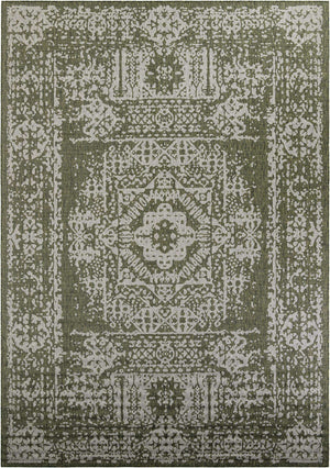 Green 10' x 14' 1 Outdoor Traditional Rectangle Area Rug Weather Resistant for Patio, Deck, Terrace, Balcony, Porch Classical Design Outside Carpet for Sale at Rug Engine