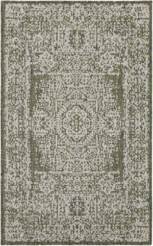 Green 3' 1 x 5' 3 Outdoor Traditional Rectangle Area Rug Weather Resistant for Patio, Deck, Terrace, Balcony, Porch Classical Design Outside Carpet for Sale at Rug Engine