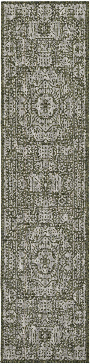 Green 2' x 8' Outdoor Traditional Runner Area Rug Weather Resistant for Patio, Deck, Terrace, Balcony, Porch Classical Design Outside Carpet for Sale at Rug Engine