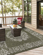 Green 12' x 12' Outdoor Traditional Square Area Rug Weather Resistant for Patio, Deck, Terrace, Balcony, Porch Classical Design Outside Carpet for Sale at Rug Engine