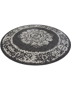 Charcoal Gray 10' x 10' Outdoor Traditional Round Area Rug Weather Resistant for Patio, Deck, Terrace, Balcony, Porch Classical Design Outside Carpet for Sale at Rug Engine