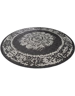Charcoal Gray 10' x 10' Outdoor Traditional Round Area Rug Weather Resistant for Patio, Deck, Terrace, Balcony, Porch Classical Design Outside Carpet for Sale at Rug Engine