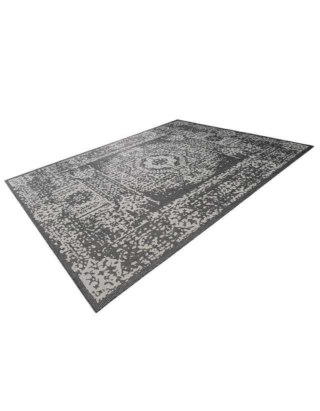 Charcoal Gray 10' x 13' 1 Outdoor Traditional Rectangle Area Rug Weather Resistant for Patio, Deck, Terrace, Balcony, Porch Classical Design Outside Carpet for Sale at Rug Engine