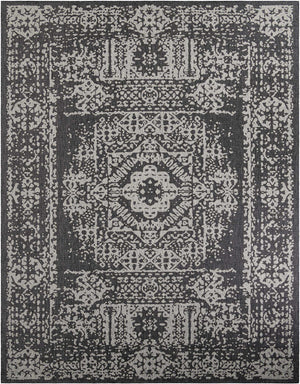Charcoal Gray 10' x 13' 1 Outdoor Traditional Rectangle Area Rug Weather Resistant for Patio, Deck, Terrace, Balcony, Porch Classical Design Outside Carpet for Sale at Rug Engine
