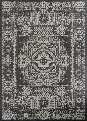 Charcoal Gray 10' x 14' 1 Outdoor Traditional Rectangle Area Rug Weather Resistant for Patio, Deck, Terrace, Balcony, Porch Classical Design Outside Carpet for Sale at Rug Engine