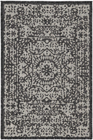 Charcoal Gray 2' x 3' 1 Outdoor Traditional Rectangle Area Rug Weather Resistant for Patio, Deck, Terrace, Balcony, Porch Classical Design Outside Carpet for Sale at Rug Engine