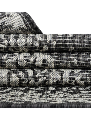 Charcoal Gray 6' 1 x 6' 1 Outdoor Traditional Square Area Rug Weather Resistant for Patio, Deck, Terrace, Balcony, Porch Classical Design Outside Carpet for Sale at Rug Engine