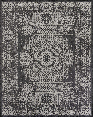 Charcoal Gray 7' 10 x 10' Outdoor Traditional Rectangle Area Rug Weather Resistant for Patio, Deck, Terrace, Balcony, Porch Classical Design Outside Carpet for Sale at Rug Engine