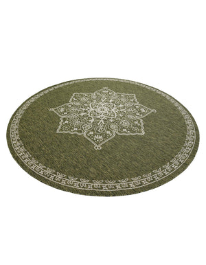 Green 10' x 10' Outdoor Traditional Round Area Rug Weather Resistant for Patio, Deck, Terrace, Balcony, Porch Classical Design Outside Carpet for Sale at Rug Engine