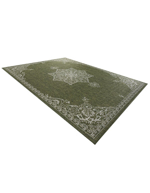 Green 10' x 13' 1 Outdoor Traditional Rectangle Area Rug Weather Resistant for Patio, Deck, Terrace, Balcony, Porch Classical Design Outside Carpet for Sale at Rug Engine