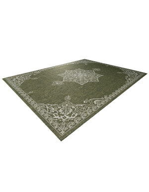 Green 10' x 13' 1 Outdoor Traditional Rectangle Area Rug Weather Resistant for Patio, Deck, Terrace, Balcony, Porch Classical Design Outside Carpet for Sale at Rug Engine