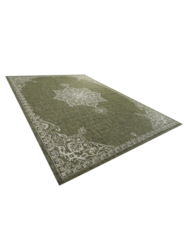 Green 10' x 14' 1 Outdoor Traditional Rectangle Area Rug Weather Resistant for Patio, Deck, Terrace, Balcony, Porch Classical Design Outside Carpet for Sale at Rug Engine