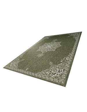 Green 10' x 14' 1 Outdoor Traditional Rectangle Area Rug Weather Resistant for Patio, Deck, Terrace, Balcony, Porch Classical Design Outside Carpet for Sale at Rug Engine
