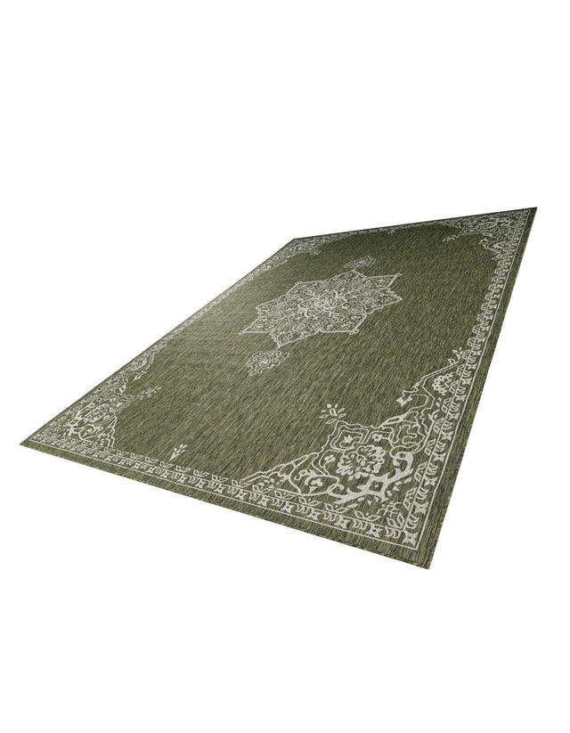 Green 10' x 14' 1 Outdoor Traditional Rectangle Area Rug Weather Resistant for Patio, Deck, Terrace, Balcony, Porch Classical Design Outside Carpet for Sale at Rug Engine