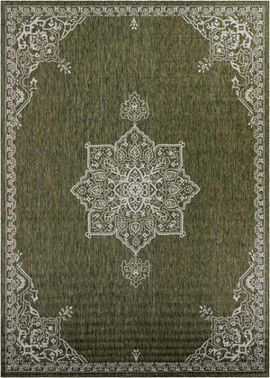 Green 10' x 14' 1 Outdoor Traditional Rectangle Area Rug Weather Resistant for Patio, Deck, Terrace, Balcony, Porch Classical Design Outside Carpet for Sale at Rug Engine