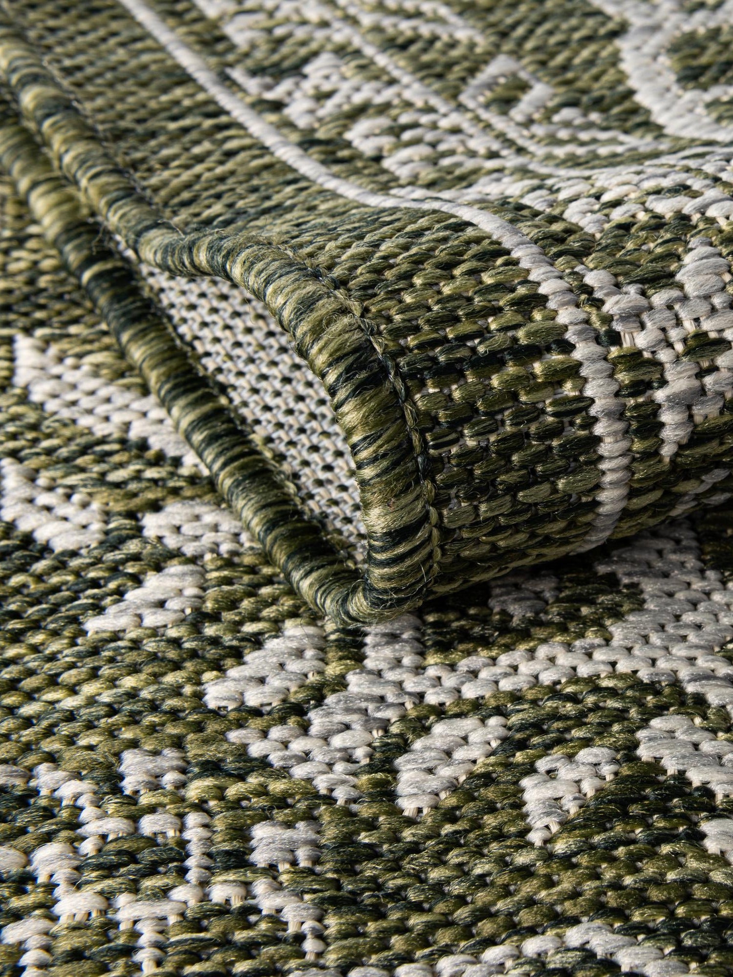 Green 12' x 12' Outdoor Traditional Square Area Rug Weather Resistant for Patio, Deck, Terrace, Balcony, Porch Classical Design Outside Carpet for Sale at Rug Engine