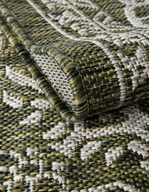 Green 12' x 12' Outdoor Traditional Square Area Rug Weather Resistant for Patio, Deck, Terrace, Balcony, Porch Classical Design Outside Carpet for Sale at Rug Engine