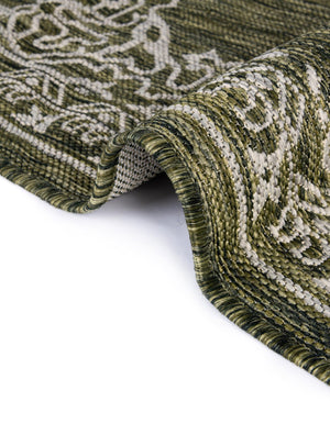 Green 12' x 12' Outdoor Traditional Square Area Rug Weather Resistant for Patio, Deck, Terrace, Balcony, Porch Classical Design Outside Carpet for Sale at Rug Engine
