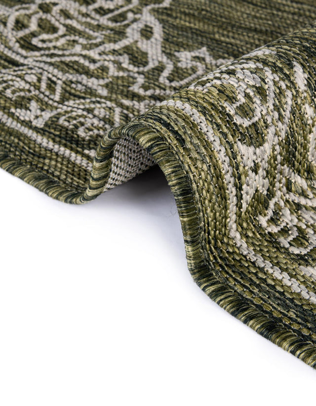 Green 12' x 12' Outdoor Traditional Square Area Rug Weather Resistant for Patio, Deck, Terrace, Balcony, Porch Classical Design Outside Carpet for Sale at Rug Engine