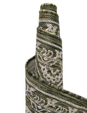Green 12' x 12' Outdoor Traditional Square Area Rug Weather Resistant for Patio, Deck, Terrace, Balcony, Porch Classical Design Outside Carpet for Sale at Rug Engine