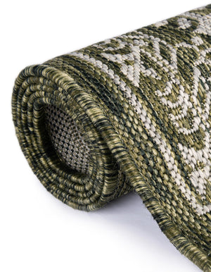Green 12' x 12' Outdoor Traditional Square Area Rug Weather Resistant for Patio, Deck, Terrace, Balcony, Porch Classical Design Outside Carpet for Sale at Rug Engine
