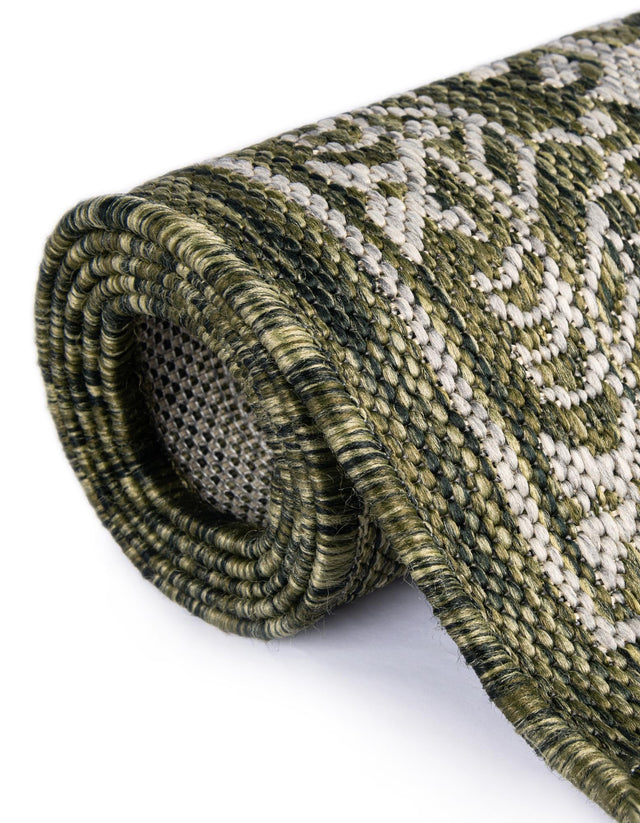 Green 12' x 12' Outdoor Traditional Square Area Rug Weather Resistant for Patio, Deck, Terrace, Balcony, Porch Classical Design Outside Carpet for Sale at Rug Engine