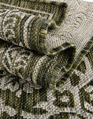 Green 12' x 12' Outdoor Traditional Square Area Rug Weather Resistant for Patio, Deck, Terrace, Balcony, Porch Classical Design Outside Carpet for Sale at Rug Engine