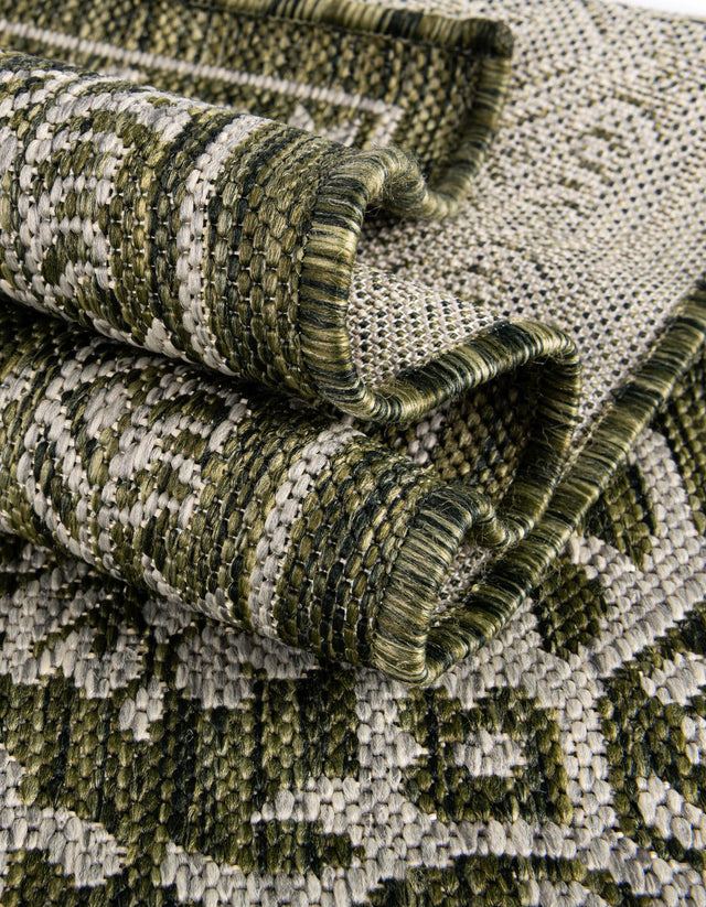 Green 12' x 12' Outdoor Traditional Square Area Rug Weather Resistant for Patio, Deck, Terrace, Balcony, Porch Classical Design Outside Carpet for Sale at Rug Engine