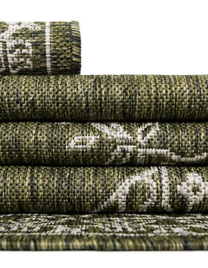 Green 12' x 12' Outdoor Traditional Square Area Rug Weather Resistant for Patio, Deck, Terrace, Balcony, Porch Classical Design Outside Carpet for Sale at Rug Engine