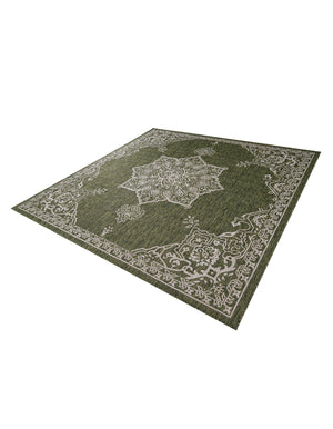 Green 7' 10 x 7' 10 Outdoor Traditional Square Area Rug Weather Resistant for Patio, Deck, Terrace, Balcony, Porch Classical Design Outside Carpet for Sale at Rug Engine