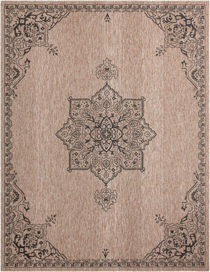 Beige 10' x 13' 1 Outdoor Traditional Rectangle Area Rug Weather Resistant for Patio, Deck, Terrace, Balcony, Porch Classical Design Outside Carpet for Sale at Rug Engine