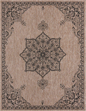 Beige 7' 10 x 10' Outdoor Traditional Rectangle Area Rug Weather Resistant for Patio, Deck, Terrace, Balcony, Porch Classical Design Outside Carpet for Sale at Rug Engine
