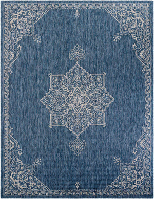 Blue 10' x 13' 1 Outdoor Traditional Rectangle Area Rug Weather Resistant for Patio, Deck, Terrace, Balcony, Porch Classical Design Outside Carpet for Sale at Rug Engine