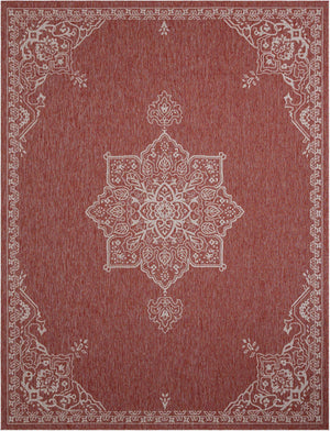 Rust Red 10' x 13' 1 Outdoor Traditional Rectangle Area Rug Weather Resistant for Patio, Deck, Terrace, Balcony, Porch Classical Design Outside Carpet for Sale at Rug Engine