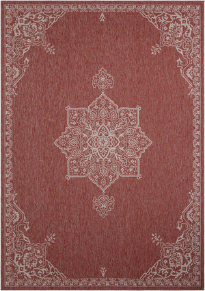 Rust Red 10' x 14' 1 Outdoor Traditional Rectangle Area Rug Weather Resistant for Patio, Deck, Terrace, Balcony, Porch Classical Design Outside Carpet for Sale at Rug Engine