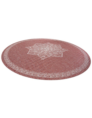 Rust Red 12' x 12' Outdoor Traditional Round Area Rug Weather Resistant for Patio, Deck, Terrace, Balcony, Porch Classical Design Outside Carpet for Sale at Rug Engine